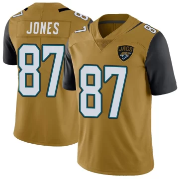 Men's Jacksonville Jaguars ＃87 J.J. Jones Gold Limited Color Rush Vapor Untouchable Jersey