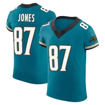 Men's Jacksonville Jaguars ＃87 J.J. Jones Teal Elite Prowler Throwback Vapor F.U.S.E. Jersey