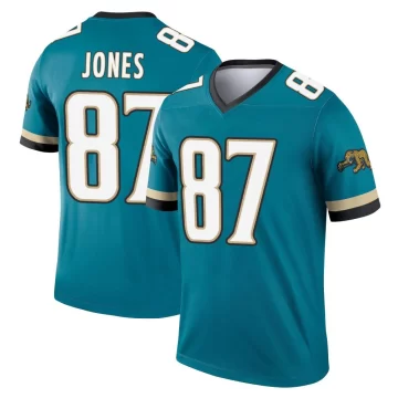 Men's Jacksonville Jaguars ＃87 J.J. Jones Teal Legend Prowler Throwback Jersey