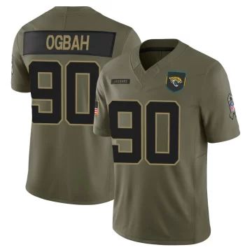 Men's Jacksonville Jaguars ＃90 Emmanuel Ogbah Olive Limited 2025 Salute to Service Jersey