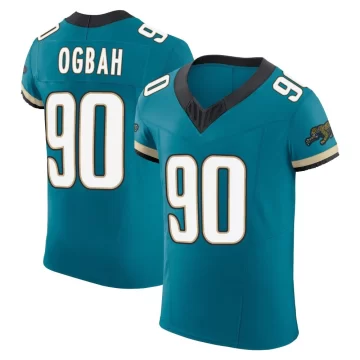 Men's Jacksonville Jaguars ＃90 Emmanuel Ogbah Teal Elite Prowler Throwback Vapor F.U.S.E. Jersey
