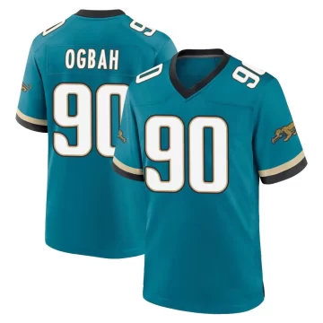 Men's Jacksonville Jaguars ＃90 Emmanuel Ogbah Teal Game Prowler Throwback Jersey