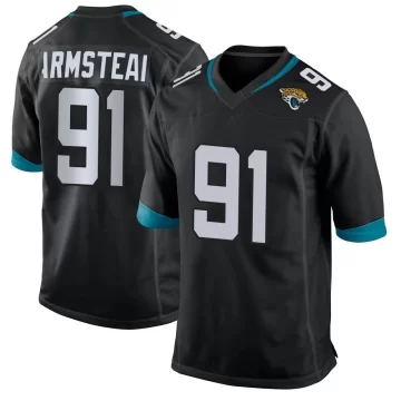 Men's Jacksonville Jaguars ＃91 Arik Armstead Black Game Jersey