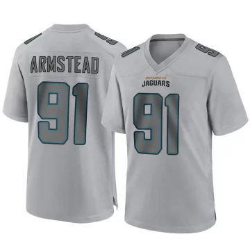 Men's Jacksonville Jaguars ＃91 Arik Armstead Gray Game Atmosphere Fashion Jersey