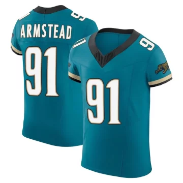 Men's Jacksonville Jaguars ＃91 Arik Armstead Teal Elite Prowler Throwback Vapor F.U.S.E. Jersey
