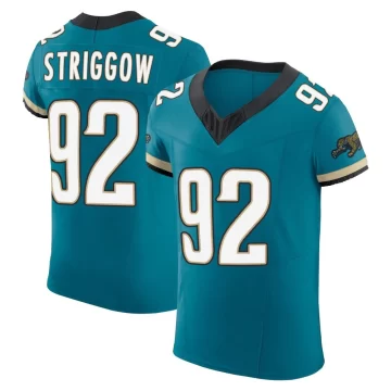 Men's Jacksonville Jaguars ＃92 Danny Striggow Teal Elite Prowler Throwback Vapor F.U.S.E. Jersey