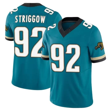 Men's Jacksonville Jaguars ＃92 Danny Striggow Teal Limited Prowler Throwback Vapor F.U.S.E. Jersey