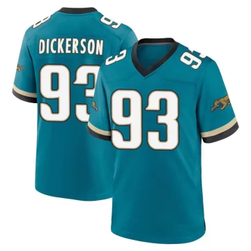 Men's Jacksonville Jaguars ＃93 Matt Dickerson Teal Game Prowler Throwback Jersey