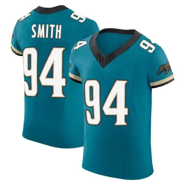 Men's Jacksonville Jaguars ＃94 Maason Smith Teal Elite Prowler Throwback Vapor F.U.S.E. Jersey