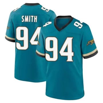Men's Jacksonville Jaguars ＃94 Maason Smith Teal Game Prowler Throwback Jersey