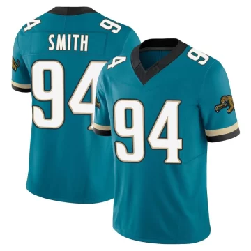 Men's Jacksonville Jaguars ＃94 Maason Smith Teal Limited Prowler Throwback Vapor F.U.S.E. Jersey