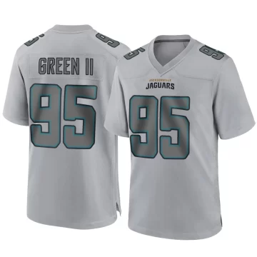 Men's Jacksonville Jaguars ＃95 B.J. Green II Gray Game Atmosphere Fashion Jersey