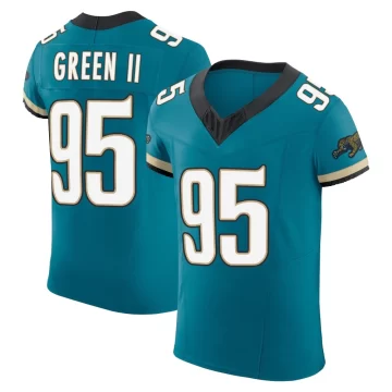 Men's Jacksonville Jaguars ＃95 B.J. Green II Teal Elite Prowler Throwback Vapor F.U.S.E. Jersey