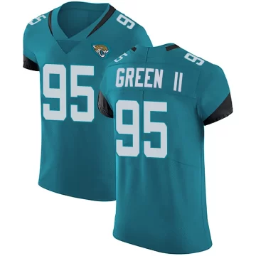 Men's Jacksonville Jaguars ＃95 B.J. Green II Teal Elite Vapor Untouchable Alternate Jersey