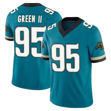 Men's Jacksonville Jaguars ＃95 B.J. Green II Teal Limited Prowler Throwback Vapor F.U.S.E. Jersey