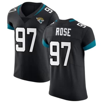 Men's Jacksonville Jaguars ＃97 Keivie Rose Black Elite Vapor Untouchable Jersey
