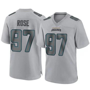 Men's Jacksonville Jaguars ＃97 Keivie Rose Gray Game Atmosphere Fashion Jersey