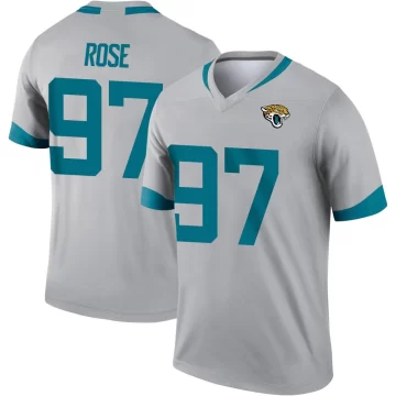 Men's Jacksonville Jaguars ＃97 Keivie Rose Legend Silver Inverted Jersey