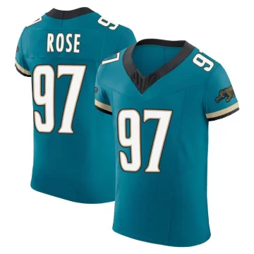 Men's Jacksonville Jaguars ＃97 Keivie Rose Teal Elite Prowler Throwback Vapor F.U.S.E. Jersey