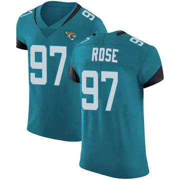 Men's Jacksonville Jaguars ＃97 Keivie Rose Teal Elite Vapor Untouchable Alternate Jersey