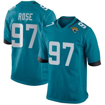 Men's Jacksonville Jaguars ＃97 Keivie Rose Teal Game Jersey