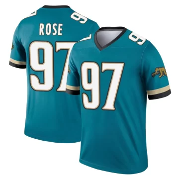 Men's Jacksonville Jaguars ＃97 Keivie Rose Teal Legend Prowler Throwback Jersey