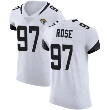 Men's Jacksonville Jaguars ＃97 Keivie Rose White Elite Vapor Untouchable Road Jersey
