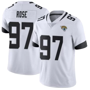 Men's Jacksonville Jaguars ＃97 Keivie Rose White Limited Vapor Untouchable Jersey