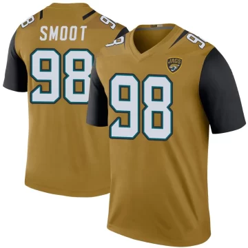 Men's Jacksonville Jaguars ＃98 Dawuane Smoot Gold Legend Color Rush Bold Jersey