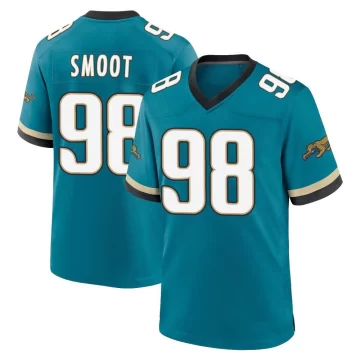 Men's Jacksonville Jaguars ＃98 Dawuane Smoot Teal Game Prowler Throwback Jersey