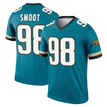 Men's Jacksonville Jaguars ＃98 Dawuane Smoot Teal Legend Prowler Throwback Jersey