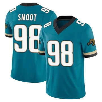 Men's Jacksonville Jaguars ＃98 Dawuane Smoot Teal Limited Prowler Throwback Vapor F.U.S.E. Jersey