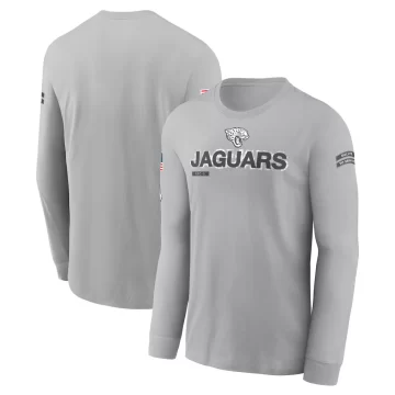 Men's Jacksonville Jaguars Gray 2024 Salute To Service Long Sleeve T-Shirt