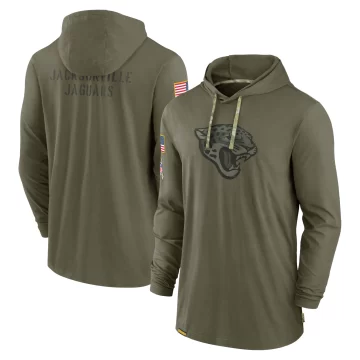 Men's Jacksonville Jaguars Olive 2022 Salute to Service Tonal Pullover Hoodie