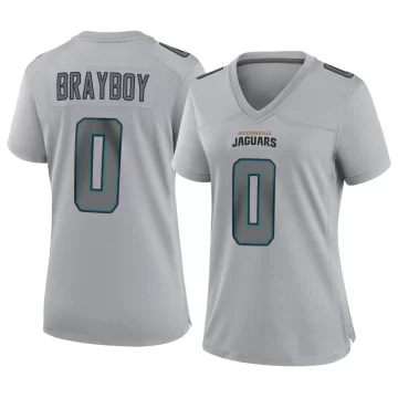Women's Jacksonville Jaguars ＃0 Chandler Brayboy Gray Game Atmosphere Fashion Jersey