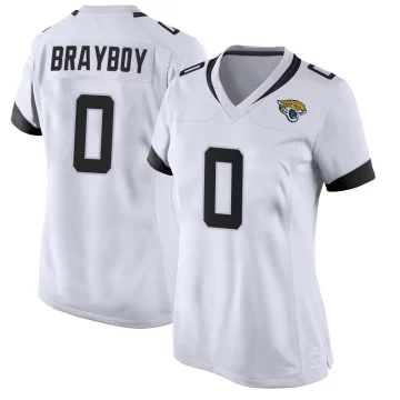 Women's Jacksonville Jaguars ＃0 Chandler Brayboy White Game Jersey