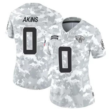 Women's Jacksonville Jaguars ＃0 Jordan Akins Arctic Camo Limited 2024 Salute to Service Jersey