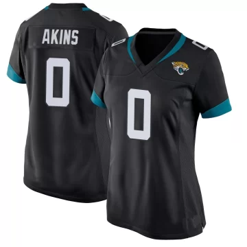 Women's Jacksonville Jaguars ＃0 Jordan Akins Black Game Jersey