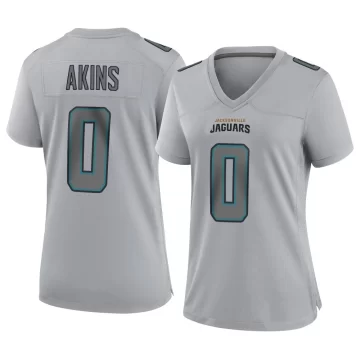 Women's Jacksonville Jaguars ＃0 Jordan Akins Gray Game Atmosphere Fashion Jersey