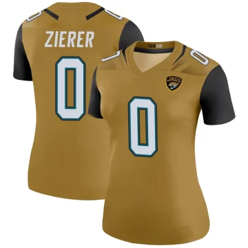 Women's Jacksonville Jaguars ＃0 Kilian Zierer Gold Legend Color Rush Bold Jersey