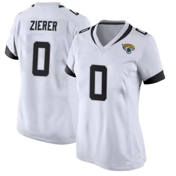 Women's Jacksonville Jaguars ＃0 Kilian Zierer White Game Jersey