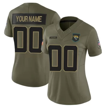 Women's Jacksonville Jaguars ＃00 Custom Olive Limited 2025 Salute to Service Jersey