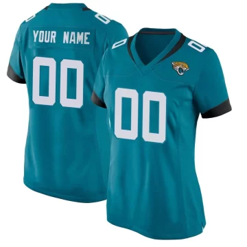 Women's Jacksonville Jaguars ＃00 Custom Teal Game Jersey