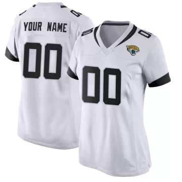 Women's Jacksonville Jaguars ＃00 Custom White Game Jersey
