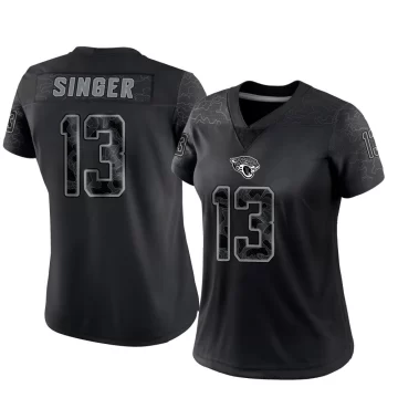 Women's Jacksonville Jaguars ＃13 Dorian Singer Black Limited Reflective Jersey