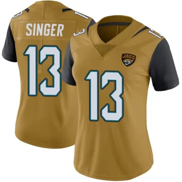 Women's Jacksonville Jaguars ＃13 Dorian Singer Gold Limited Color Rush Vapor Untouchable Jersey