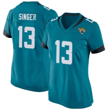 Women's Jacksonville Jaguars ＃13 Dorian Singer Teal Game Jersey