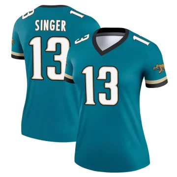Women's Jacksonville Jaguars ＃13 Dorian Singer Teal Legend Prowler Throwback Jersey