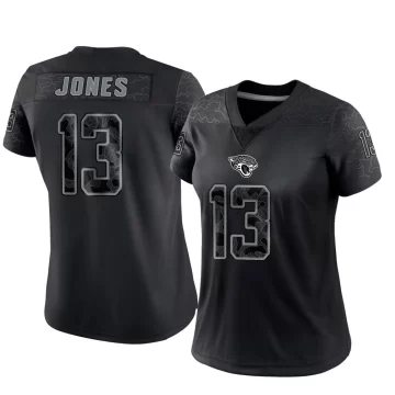 Women's Jacksonville Jaguars ＃13 Tim Jones Black Limited Reflective Jersey