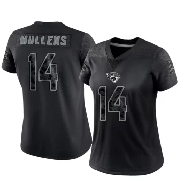 Women's Jacksonville Jaguars ＃14 Nick Mullens Black Limited Reflective Jersey